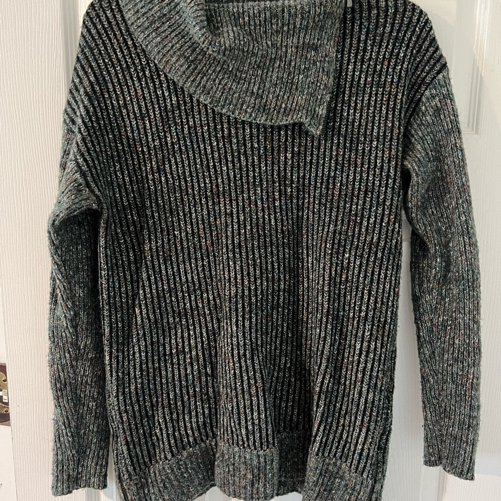Tamra Cowl Neck Zipper Detail Cotton Blend Pullover